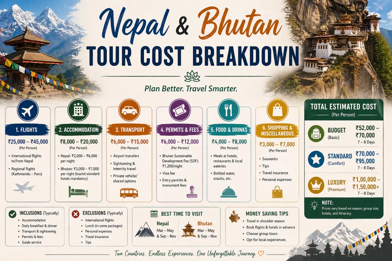 Nepal & Bhutan Tour Cost Breakdown: SDF, Budget, & Luxury Guide
